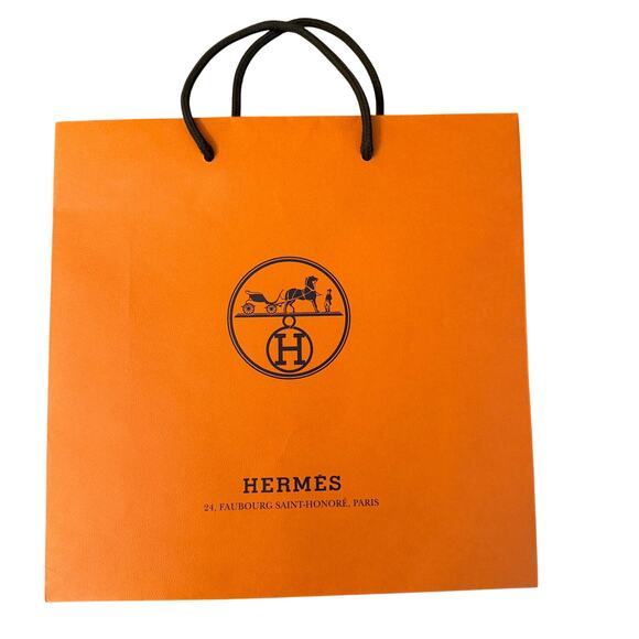 Hermès Orange Shopping Bag 11.75"x11.75" Made in Portugal 2022 - Picture 1 of 5